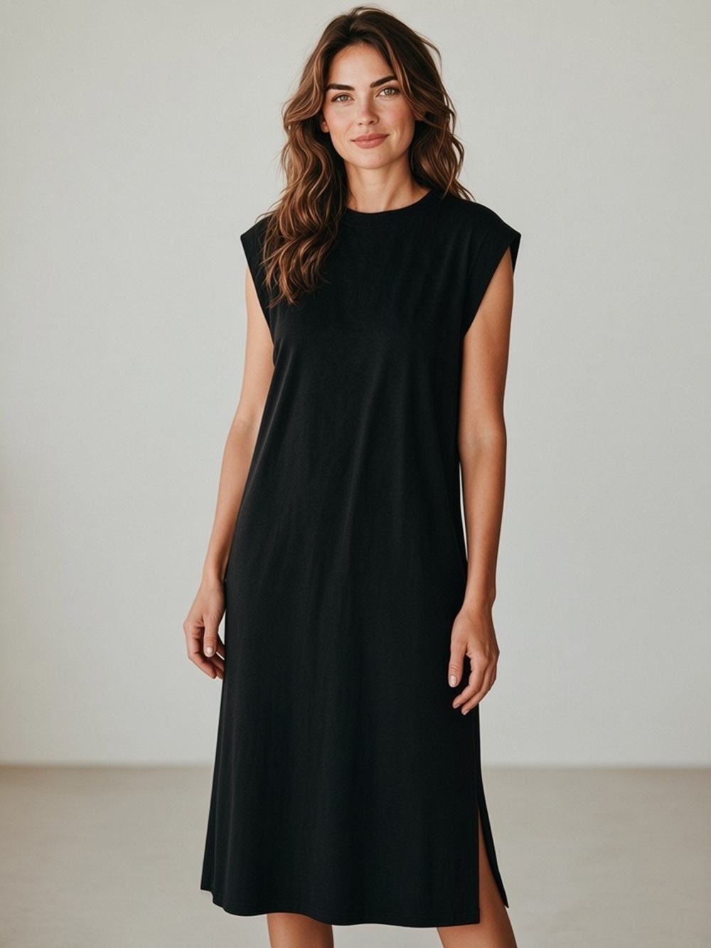 a new day Black Sleeveless Midi Dress with Side Slit